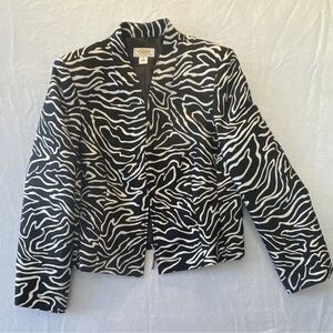 Talbots Black & White Zebra Print Jacket funky posh